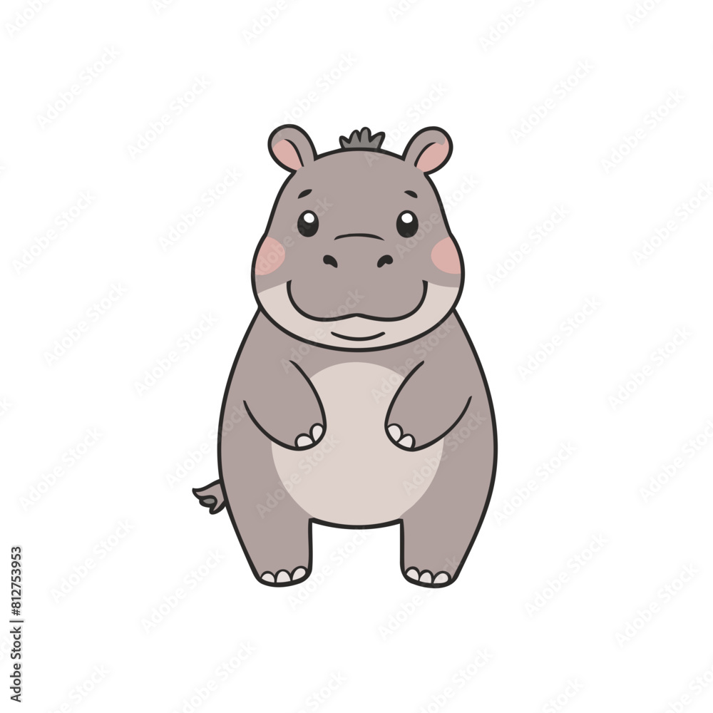 Vector illustration of a delightful Hippo for early readers' enjoyment Vector illustration of a delightful Hippo for early readers' enjoyment