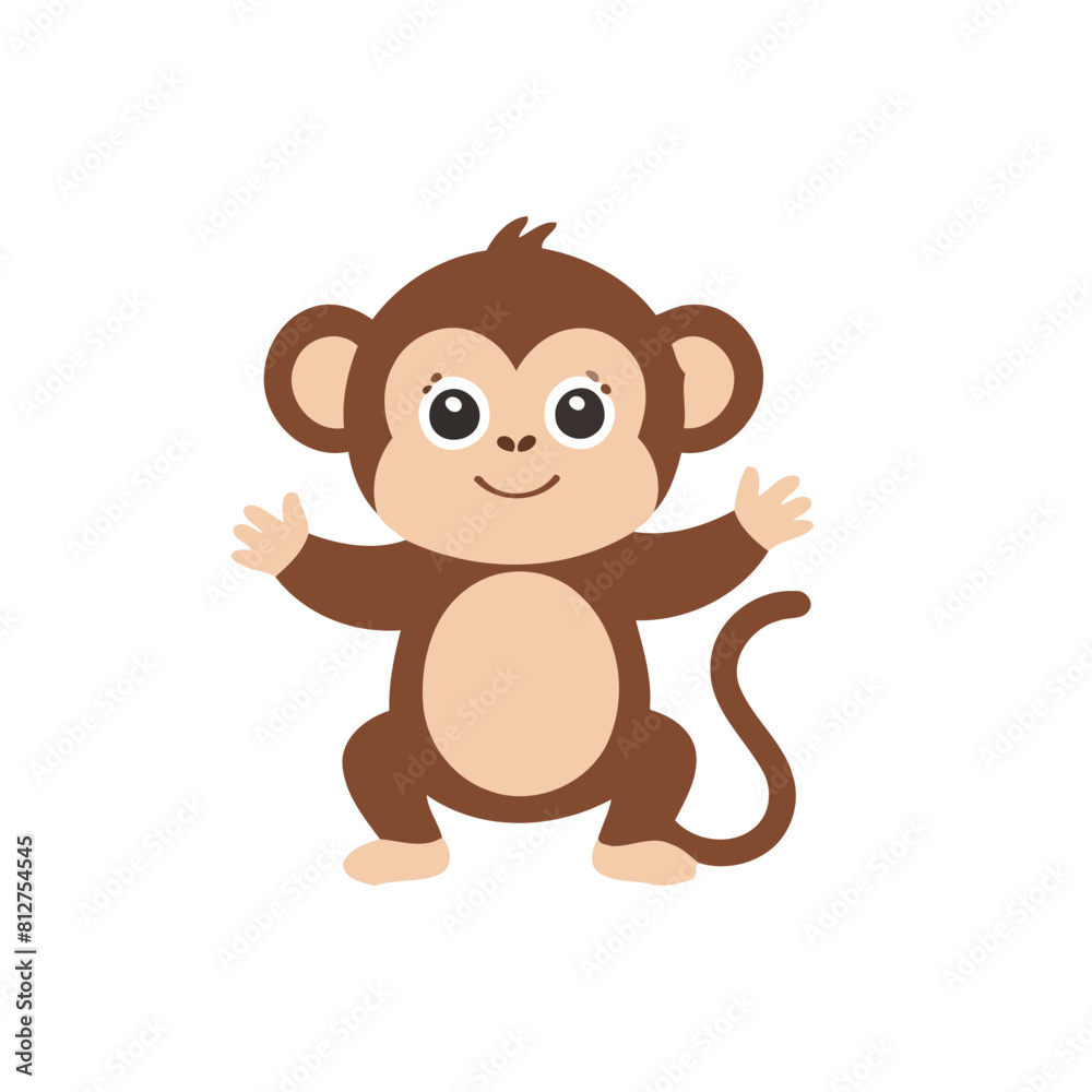 Vector illustration of a cute Monkey for children story book Vector illustration of a cute Monkey for children story book