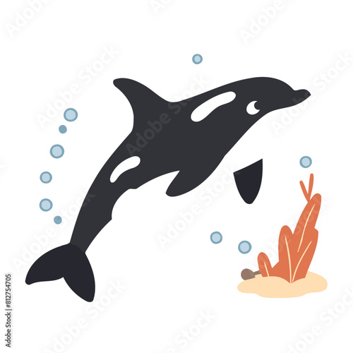 Vector illustration of a playful Orca for preschoolers' storytime