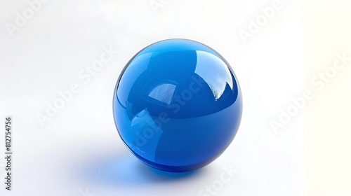 Shiny blue sphere on a white background. Simple and modern object. Ideal for abstract concepts and minimalist designs. AI