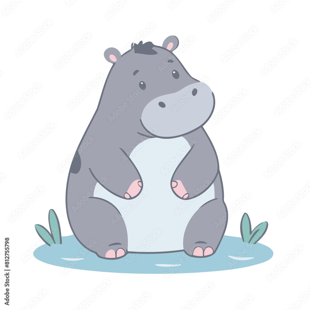 Cute Hippo for toddlers' learning books vector illustration Cute Hippo for toddlers' learning books vector illustration