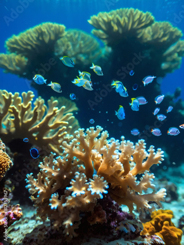 Marine Marvel  Seabed Alive with Coral Beauty Creating Stunning Underwater Background.