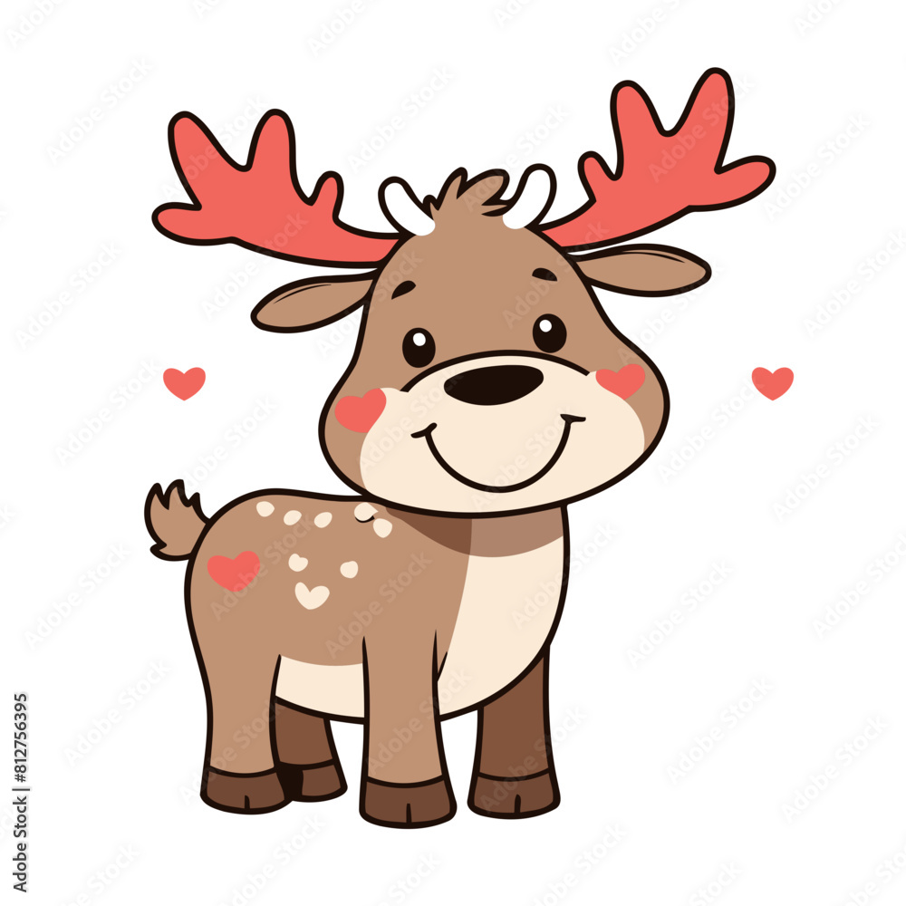 Cute vector illustration of a Moose for children story book