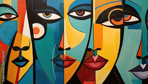 Cubist Harmony: Abstract Interpretation of Two Women in Wall Art