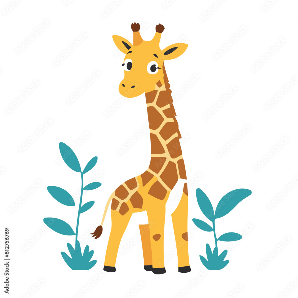 Fototapeta premium Vector illustration of a charming Giraffe for toddlers' learning adventures