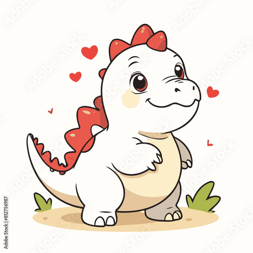 Cute vector illustration of a Dino for youngsters' picture books