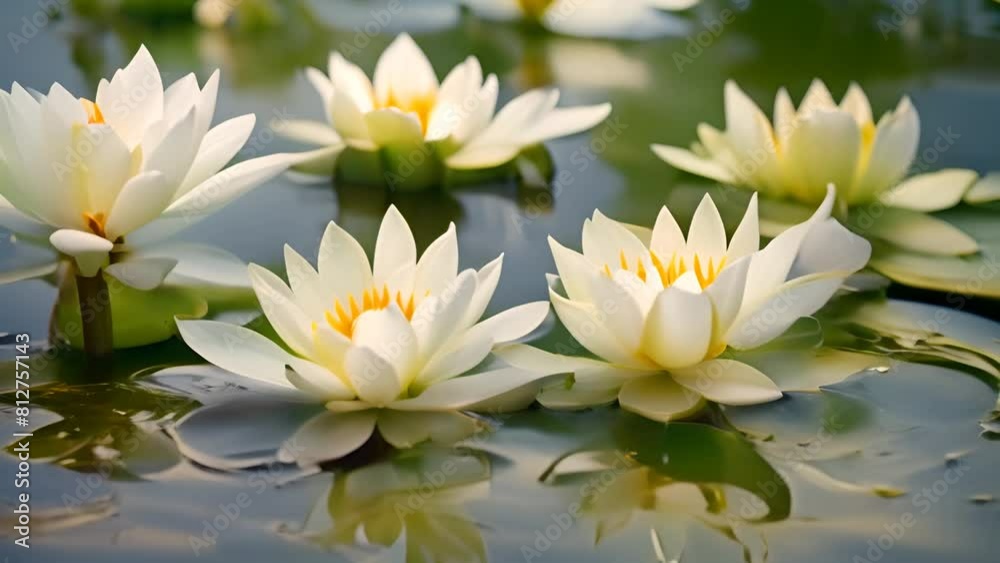White Water Lilies Floating In Pond Generative AI