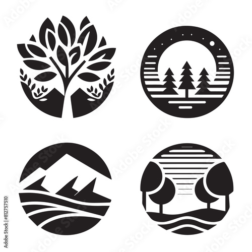 vector set of nature logo silhouettes