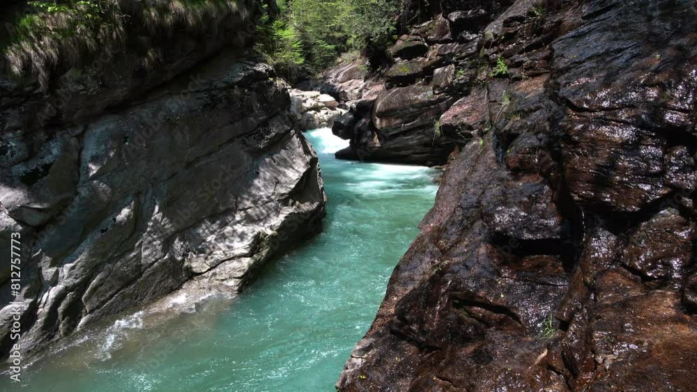 Spectacular canyon with river and turquoise water in the Antigorio valley Spectacular canyon with river and turquoise water in the Antigorio valley