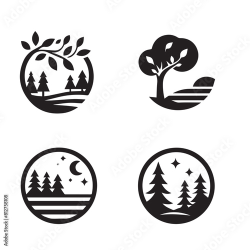 vector set of nature logo silhouettes