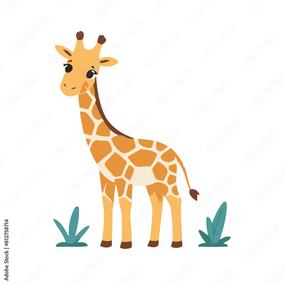 Fototapeta premium Cute vector illustration of a Giraffe for toddlers story books