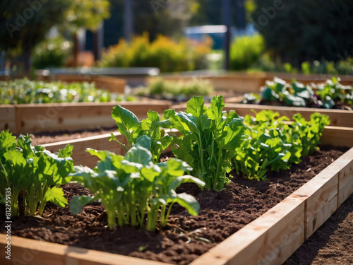 Metropolitan Greenscape, Locally Grown Organic Vegetables Thrive in Wooden Raised Beds. photo