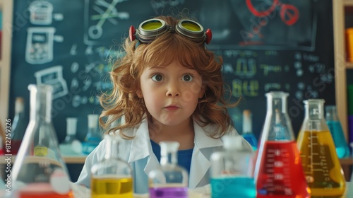 Child Scientist in Home Laboratory