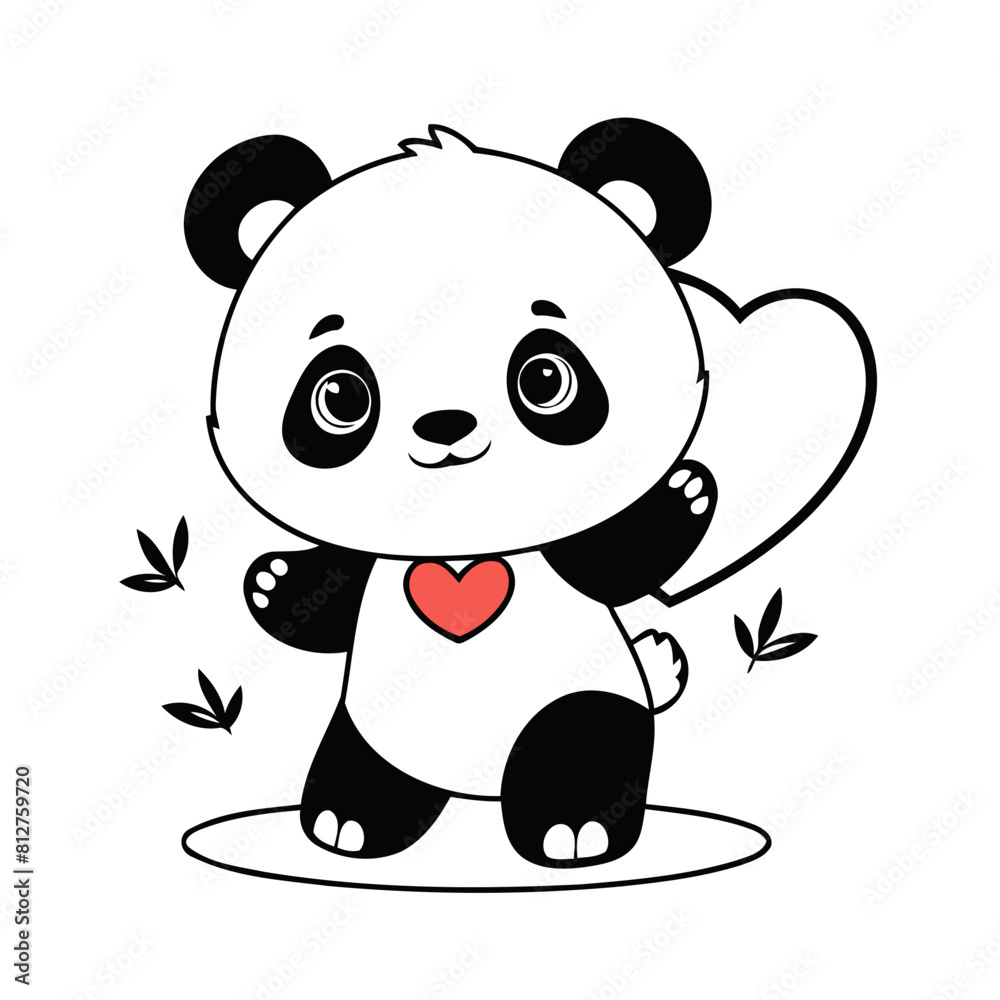 Fototapeta premium Cute Panda for young readers' picture book vector illustration