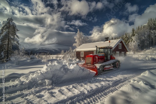 a bulldozer removes snow