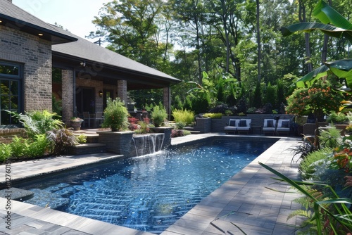 Landscaping, Backyard Oasis with Swimming Pool, Patio, and Outdoor Entertainment Area