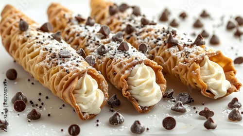 Italian dessert. A crispy shell filled with a sweet creamy filling. photo