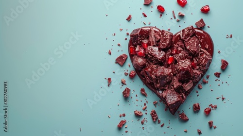 Heart shaped chocolate splash  liquid cocoa forming a love symbol in confectionery display
