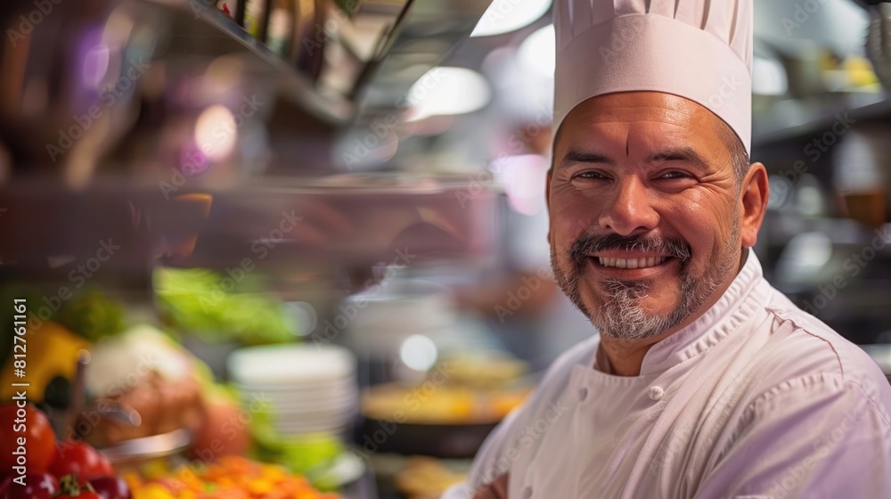 Passionate Chef s Delighted Grin Reflects Culinary Mastery and Invites Patrons to Savor Exquisite