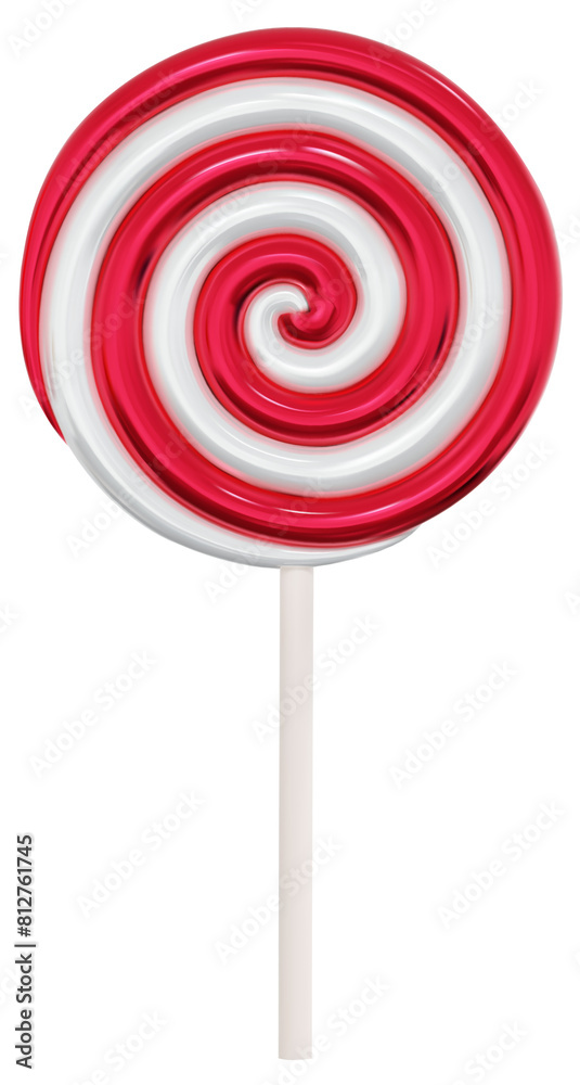 Colorful white, red sweet lollipops isolated on white background. 3d realistic, swirl, colored sugar candies on stick. 3D png illustration. Colorful white, red sweet lollipops isolated on white background. 3d realistic, swirl, colored sugar candies on stick. 3D png illustration.