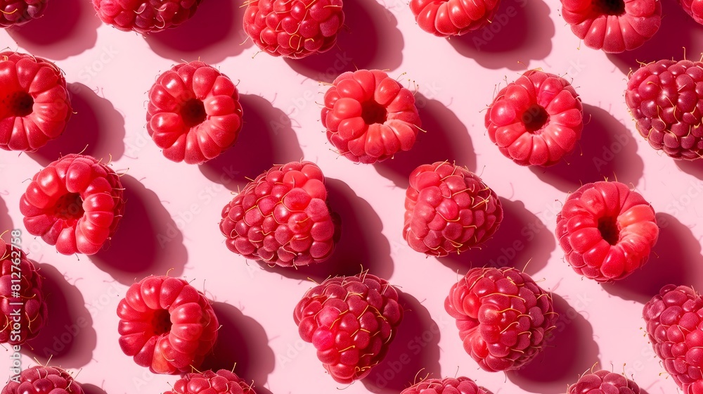 Top view of raspberries on pastel background, banner style
Top view of raspberries on pastel background, banner style