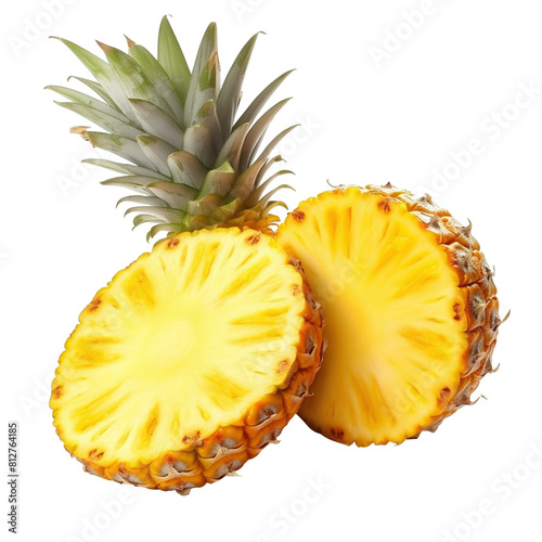 Pineapple Slices With Green Leaves photo