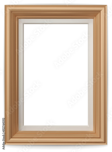 Wooden modern frame isolated on white background. Realistic rectangle frames mockup. Classic Photo wooden frame. Wood borders set for painting  poster  photo gallery. 3d png illustration.