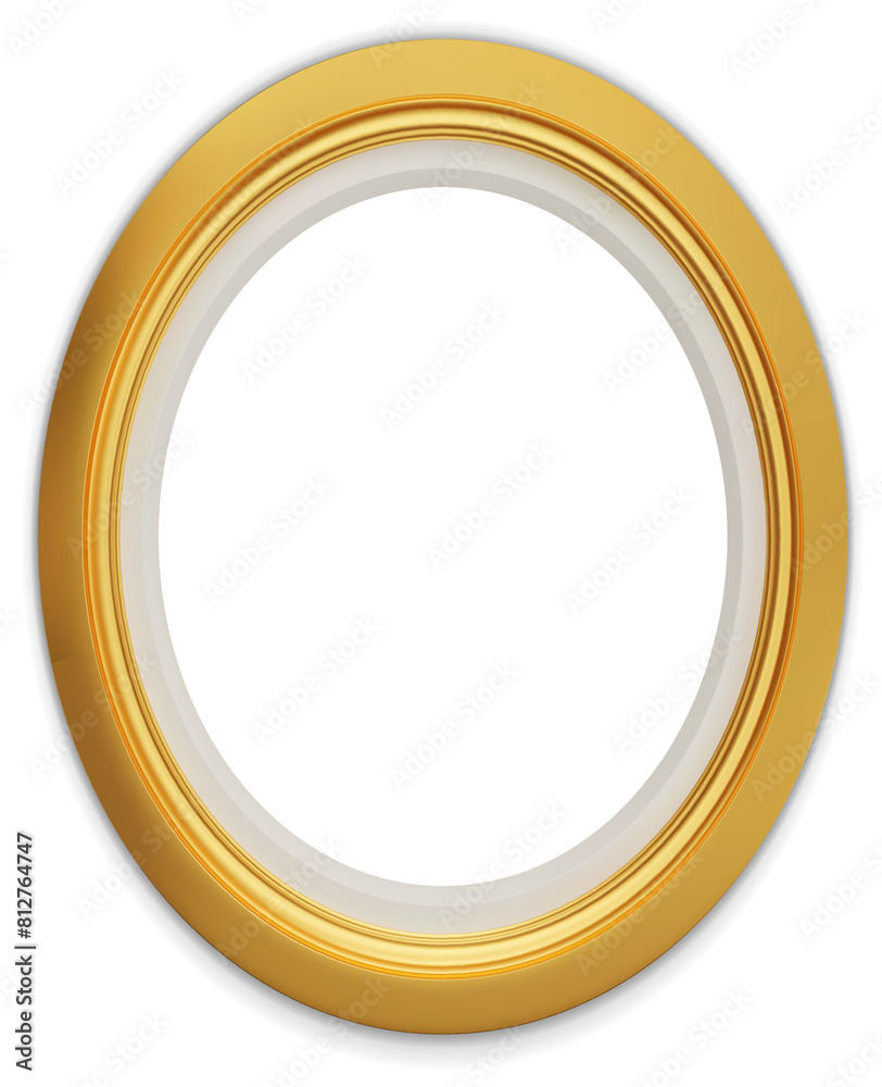 Golden modern frame isolated on white background. Realistic oval frames mockup. Classic Photo wooden frame. Gold borders set for painting, poster, photo gallery. 3d png illustration. Golden modern frame isolated on white background. Realistic oval frames mockup. Classic Photo wooden frame. Gold borders set for painting, poster, photo gallery. 3d png illustration.