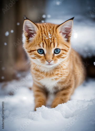 cat in the snow © Fidahussain