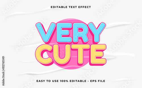 very cute editable text effect. Minimalist vector text effect.