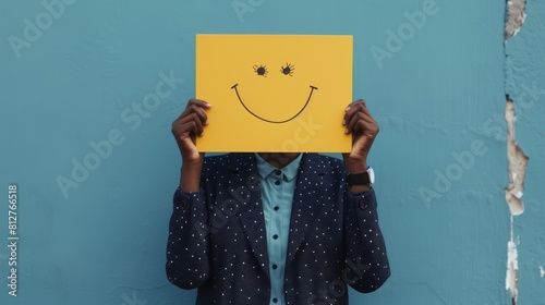 Person Holding a Smiley Drawing