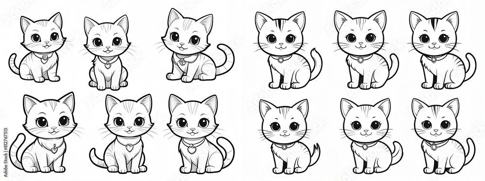 Coloring book cute kitten set Coloring book cute kitten set