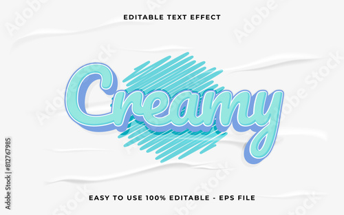 creamy editable text effect. Minimalist vector text effect.