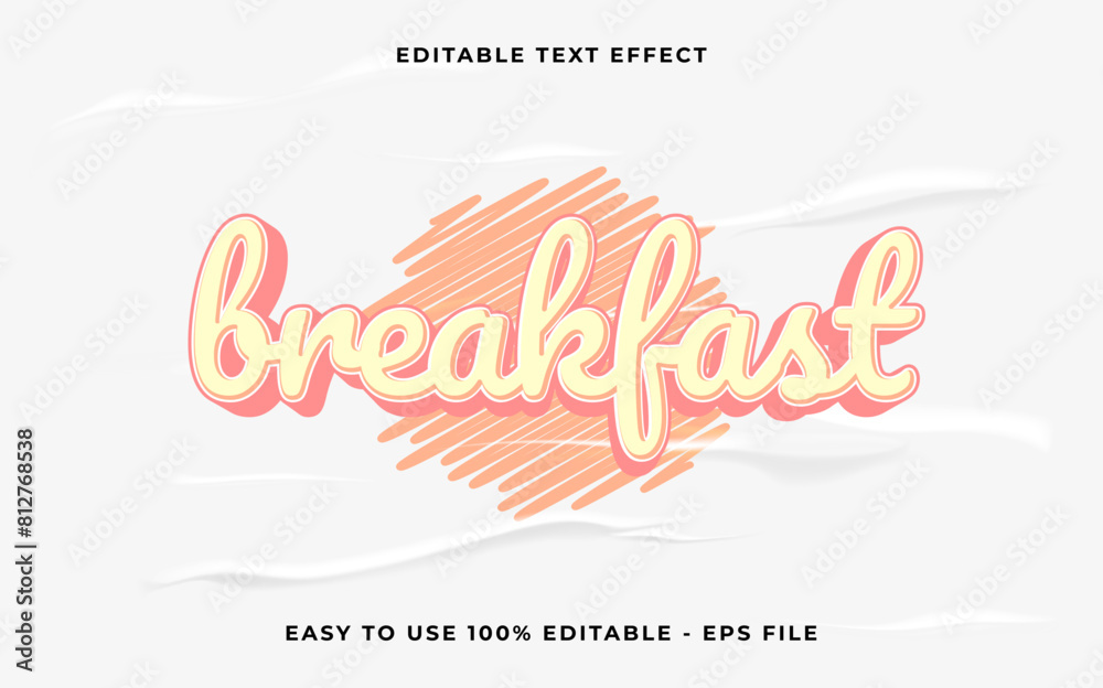 breakfast editable text effect. Minimalist vector text effect. breakfast editable text effect. Minimalist vector text effect.