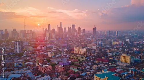 Aerial view of Lagos skyline Lagos State Nigeria : Generative AI