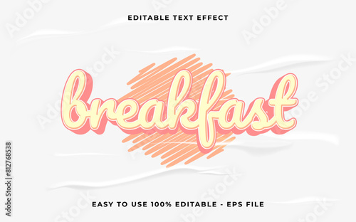breakfast editable text effect. Minimalist vector text effect. photo