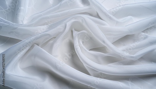 white luxurious background the fabric lies in soft waves chiffon translucent material top view pleats made of light fabric wedding backdrop photo