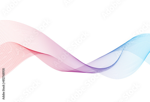 Abstract colorful wavy lines on white background. Modern colorful wavy lines pattern design element. Wave lines art, Curved smooth design