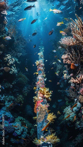 A beautiful underwater scene of an oceanic reef with colorful fish.