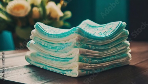 stack of baby diapers on table