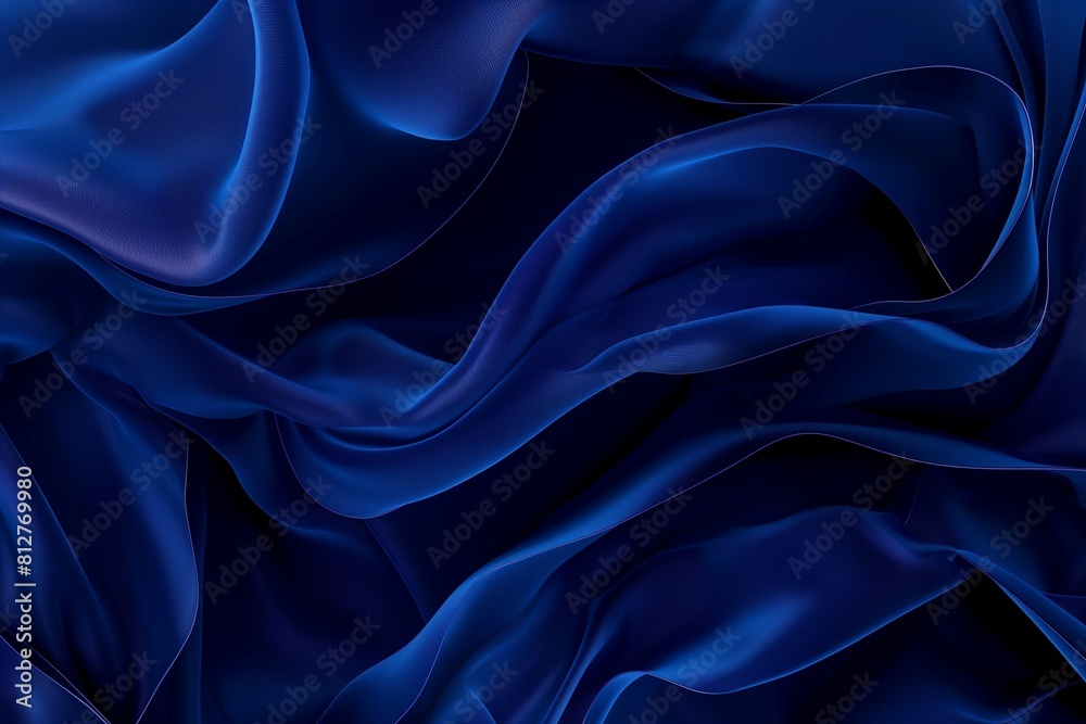 Obraz premium The wave background image created from the wrinkles of the blue fabric is flowing and soft for various designs.