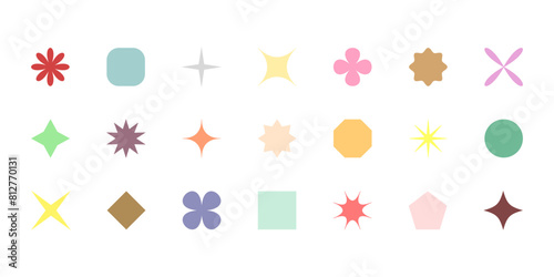 Wallpaper Mural Vector set of simple geometric shapes, silhouettes isolated on white background. Abstract retro elements collection. Torontodigital.ca