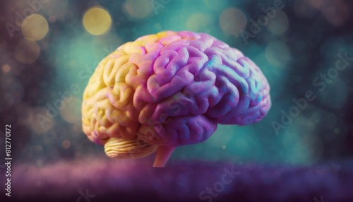 colourful brain banner with copy space photo