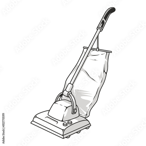 Retro vertical vacuum cleaner monochrome