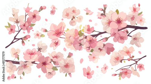 Background with blooming pink cherry or japanese sa
