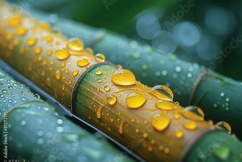 Bamboo rain drops on the bamboos, high quality, high resolution photo