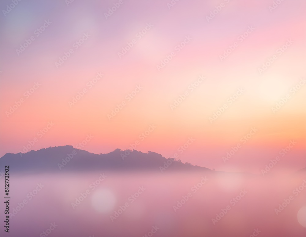 Realistic bright sunset, panoramic image, vector background