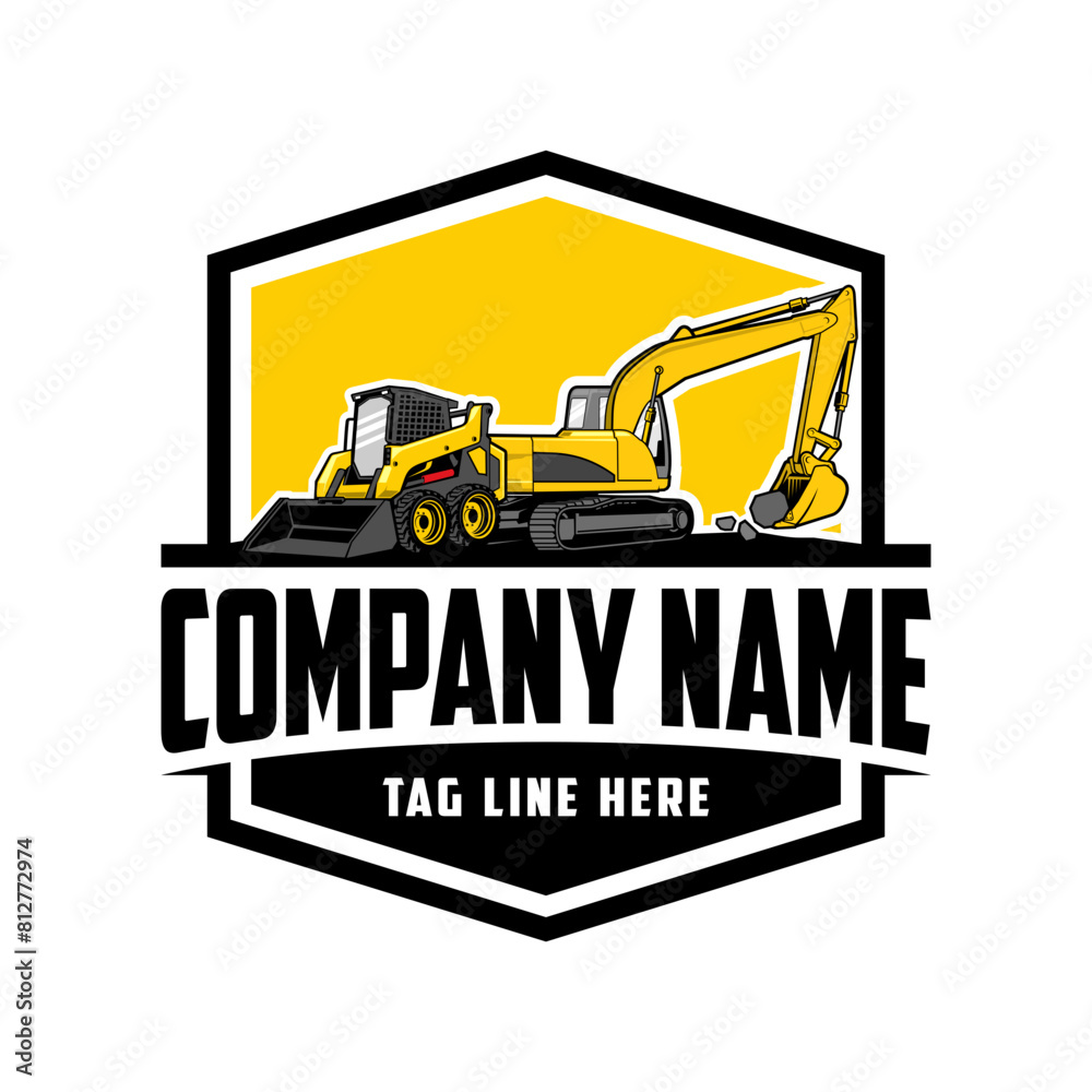 excavator, Skid steer company logo vector image excavator, Skid steer company logo vector image