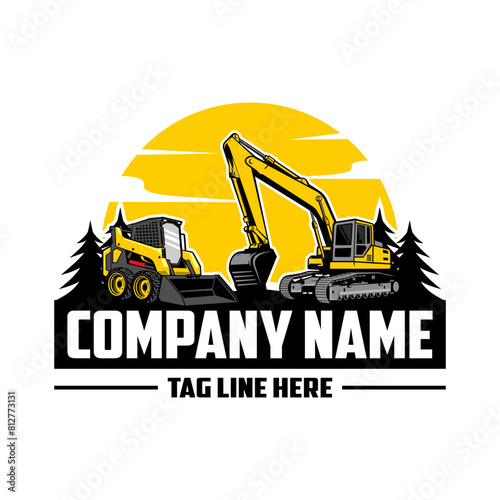 excavator,  Skid steer company  logo vector image