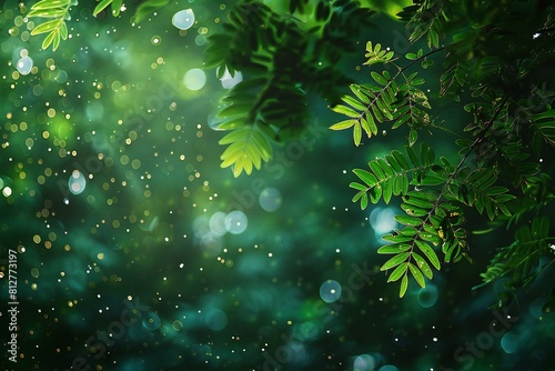 Digital artwork of green foliage is seen with blurred background, high quality, high resolution